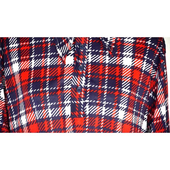 Vintage 70s Dagger Collar Shirt Red White Blue by Kings Road Sears Mens Size XL - Picture 3 of 11